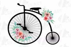 Coral pink and burgundy red floral high wheelers clip art pa Product Image 10