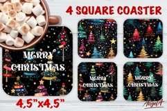 Merry Christmas square coaster sublimation / christmas tree Product Image 1