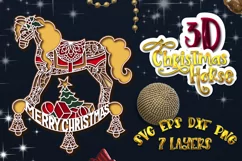 3D Christmas Horse svg Papercut Merry Christmas 3d Winter Product Image 1