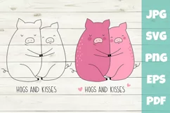 Valentine svg. Love SVG. Cute pigs. Hogs and kisses Product Image 1