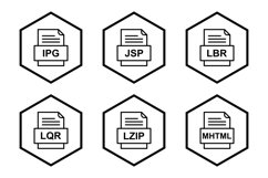 Set Of File Formats Icons Product Image 1