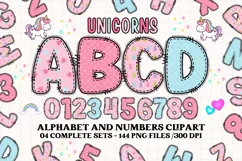 Unicorn Alphabet png clipart, unicorn letters doodle Product Image 1