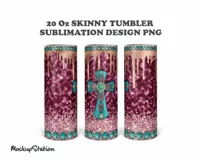 Purple Glitter 20oz Skinny Tumbler Sublimation Design PNG Product Image 2