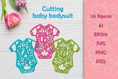 Baby bodysuit stencils with Latin letters. SVG Product Image 1