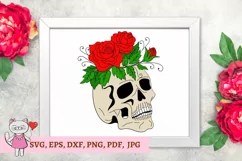 Skull with Roses Svg, Layered Svg, Sugar Skull Svg Product Image 11