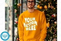 Yellow men Sweatshirt empty space Mockup, christmas Gildan Product Image 1
