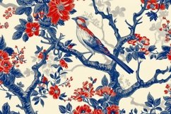 Vintage Bird and Peony Floral Pattern Background Wallpaper Product Image 1