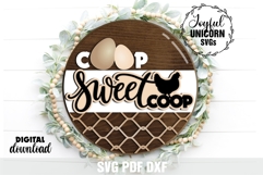 Coop Sweet Coop Sign SVG | Farmhouse Round Door Hanger Product Image 1