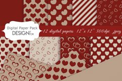 Knitted Valentine&#039;s Day digital paper pack, love patterns Product Image 1