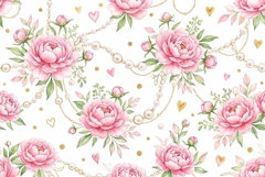 Watercolor seamless pattern pink peonies Mother's Day Product Image 1