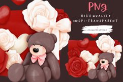 Valentine&#039;s Day clipart, Teddy Bear with love letter Product Image 2