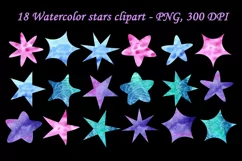 Watercolor stars clipart - 18 PNG files - Galaxy clip art Product Image 3