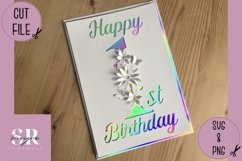 3D 1st Birthday card | Paper cutting | birthday card SVG Product Image 3