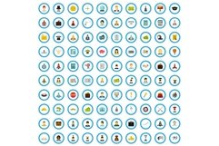 100 launch icons set, flat style Product Image 1