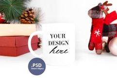 Christmas coffee mug mockup, 11oz White mug mock up PSD Product Image 1
