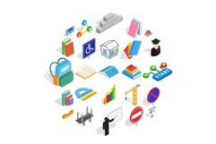 Professor icons set, isometric style Product Image 1