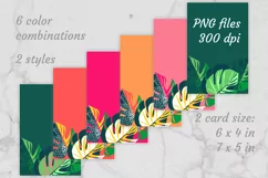 Blank Cards with Monstera Tropical Leaves 24 PNG files Product Image 2