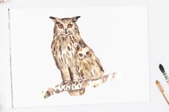 Watercolor Mother &amp; Baby - Owls - Clip Art &amp; Print Product Image 2