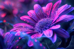 Purple Flowers with Dew Drops Background Wallpaper Product Image 1