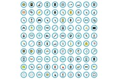100 gadget icons set, flat style Product Image 1