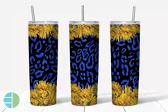 Skinny Tumbler Sublimation Design - Sunflower Leopard Print Product Image 3