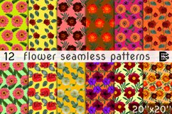 12 Seamless colorful FLOWER patterns bundle. Digital Paper Product Image 1