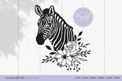Flower Zebra SVG Cut File for Cricut and Silhouette Product Image 1