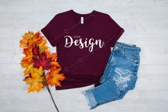 Bella Canvas 3001 Maroon T-shirt Mockup for Fall Product Image 1