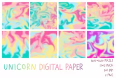 3d Unicorn Digital Paper PNG. Iridescent Unicorn Textures Product Image 2