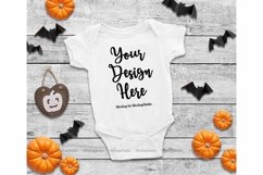 Halloween Newborn White Blank Baby Bodysuit Mock Up Display Product Image 1