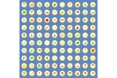 100 biology icons set cartoon vector Product Image 1