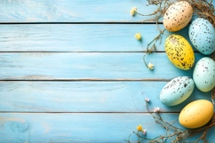 Easter eggs wooden planks background Product Image 1