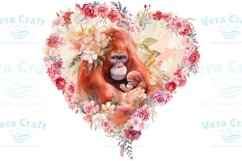 Watercolor Mom and Baby Exotic Animals in Carnations Wreath Product Image 10