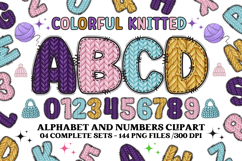 Knitted Alphabet png clipart, knitted texture doodle letters Product Image 1