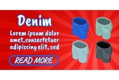 Denim concept banner, comics isometric style Product Image 1