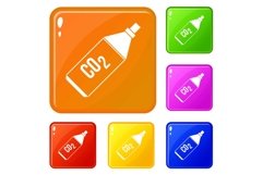 CO2 bottle icons set vector color Product Image 1