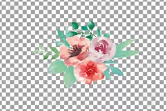Coral and burgundy floral watercolor wedding bouquets decor Product Image 10