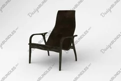Dark brown wooden chair 3D furniture Product Image 3