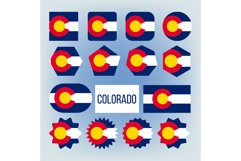 Colorado State Various Shapes Vector Flags Set Product Image 1
