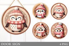 Christmas Owl Door Sign. Christmas Door Sign Sublimation Product Image 1