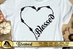 Blessed SVG PNG EPS DXF Thanksgiving SVG Floral Heart SVG Product Image 1