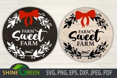 Christmas SVG - Farm Sweet Farm Floral Round Sign, Farmhouse Product Image 1