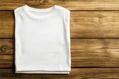 White T-shirt on a wooden background Product Image 1