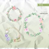 Watercolor Clipart, Floral Frame, Digital Clipart Product Image 2