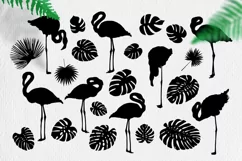 American flamingo and tropic leaves silhouettes Product Image 2