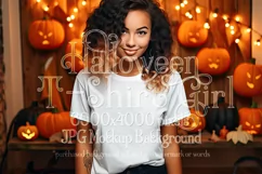 Halloween T-Shirt Mockup Women, White T-Shirt Mockup, d44 Product Image 1