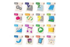 File format icons set, cartoon style Product Image 1