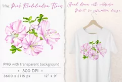 Floral Sublimation PNG. Pink Watercolor Flower Clipart Product Image 2