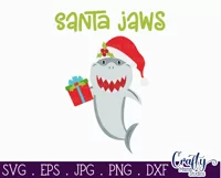 Santa Jaws | Shark Animal Christmas Puns Svg Design Product Image 2
