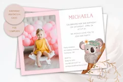 PSD Party Invitation Photo Card - Cute Koala - Design #1 Product Image 1